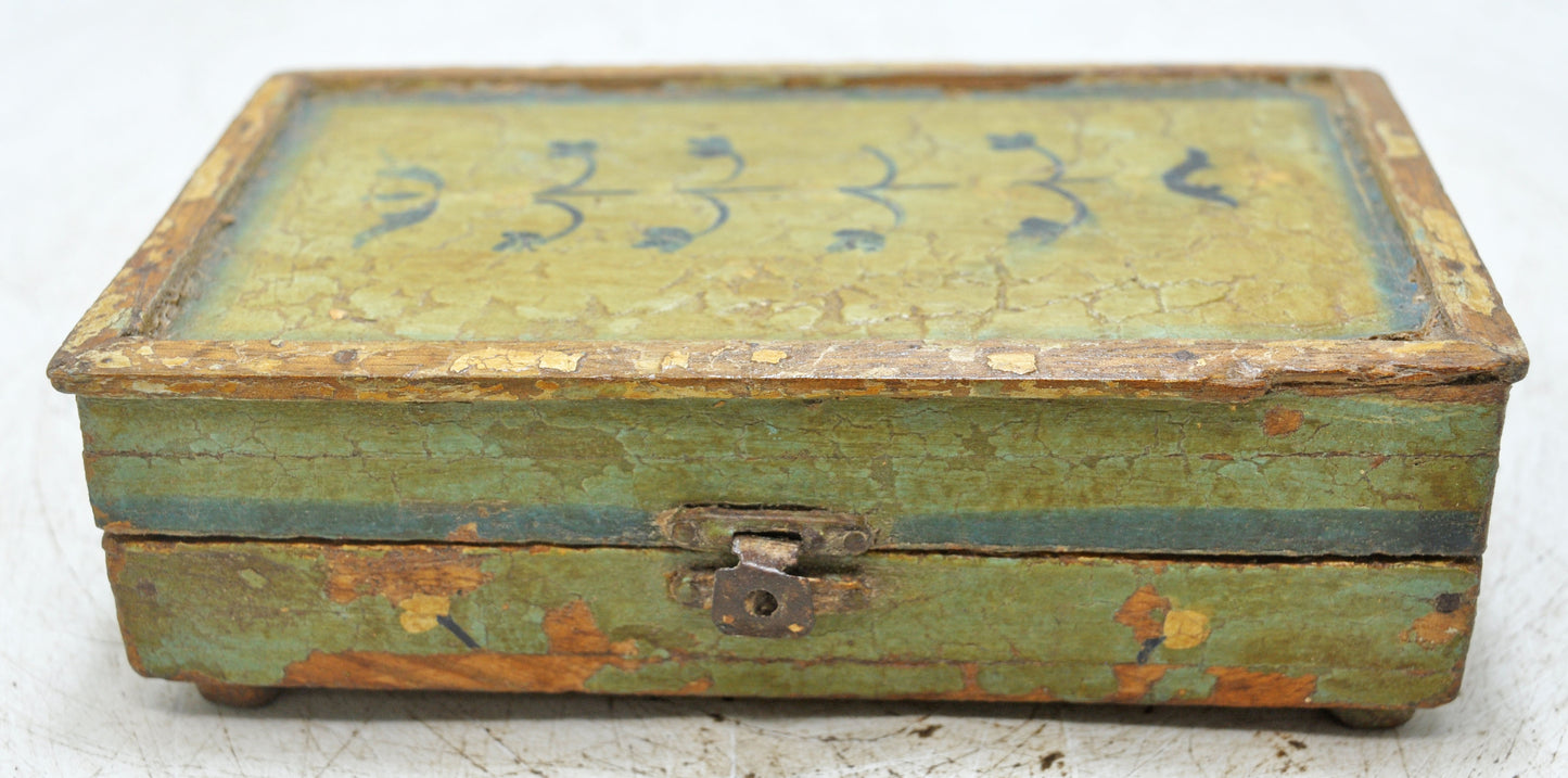Vintage Wooden Storage Box Original Old Hand Crafted Painted