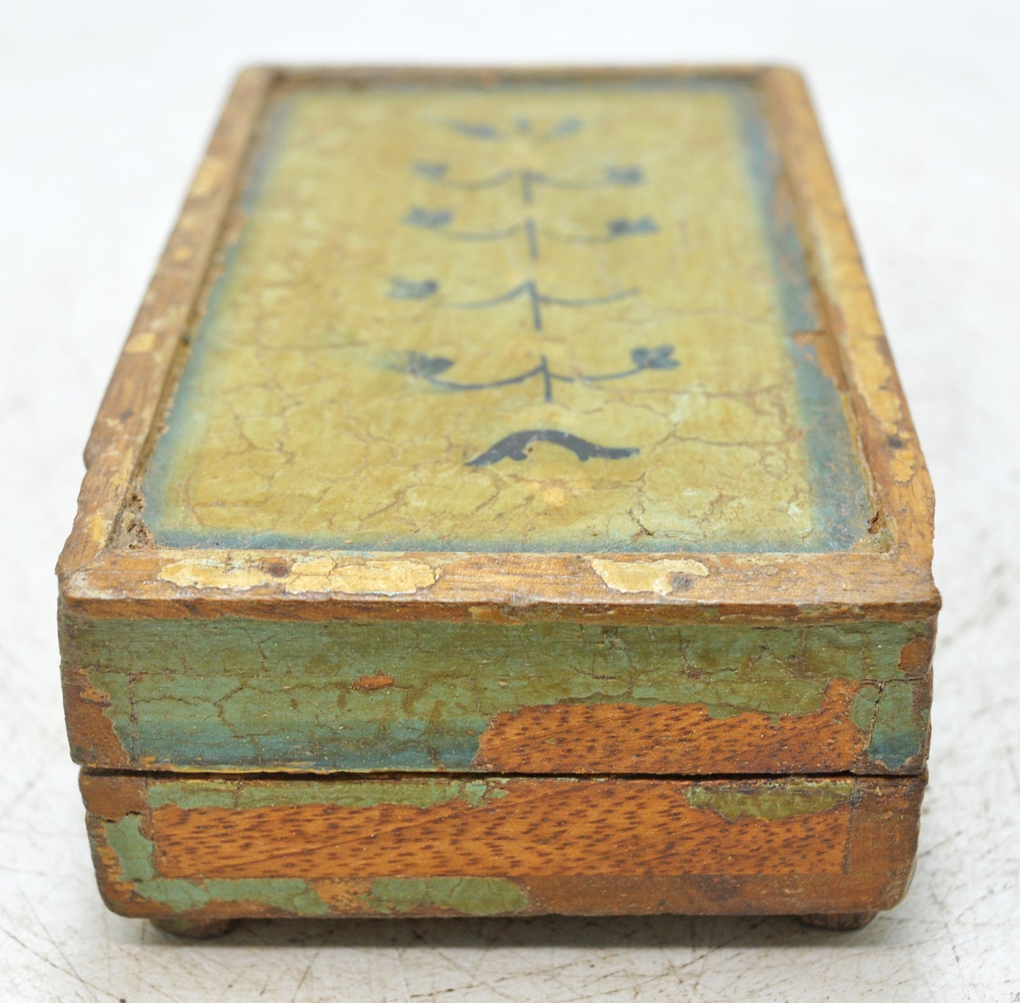 Vintage Wooden Storage Box Original Old Hand Crafted Painted