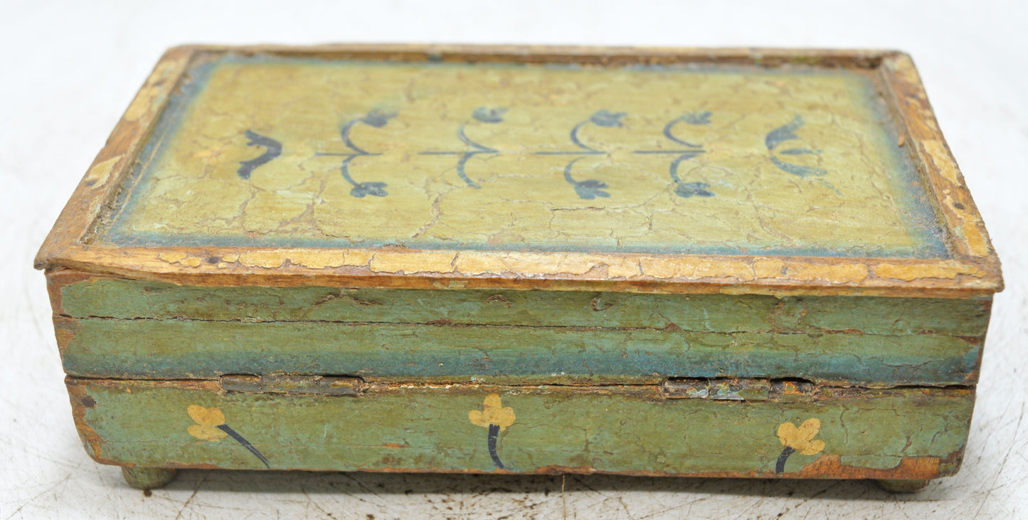 Vintage Wooden Storage Box Original Old Hand Crafted Painted