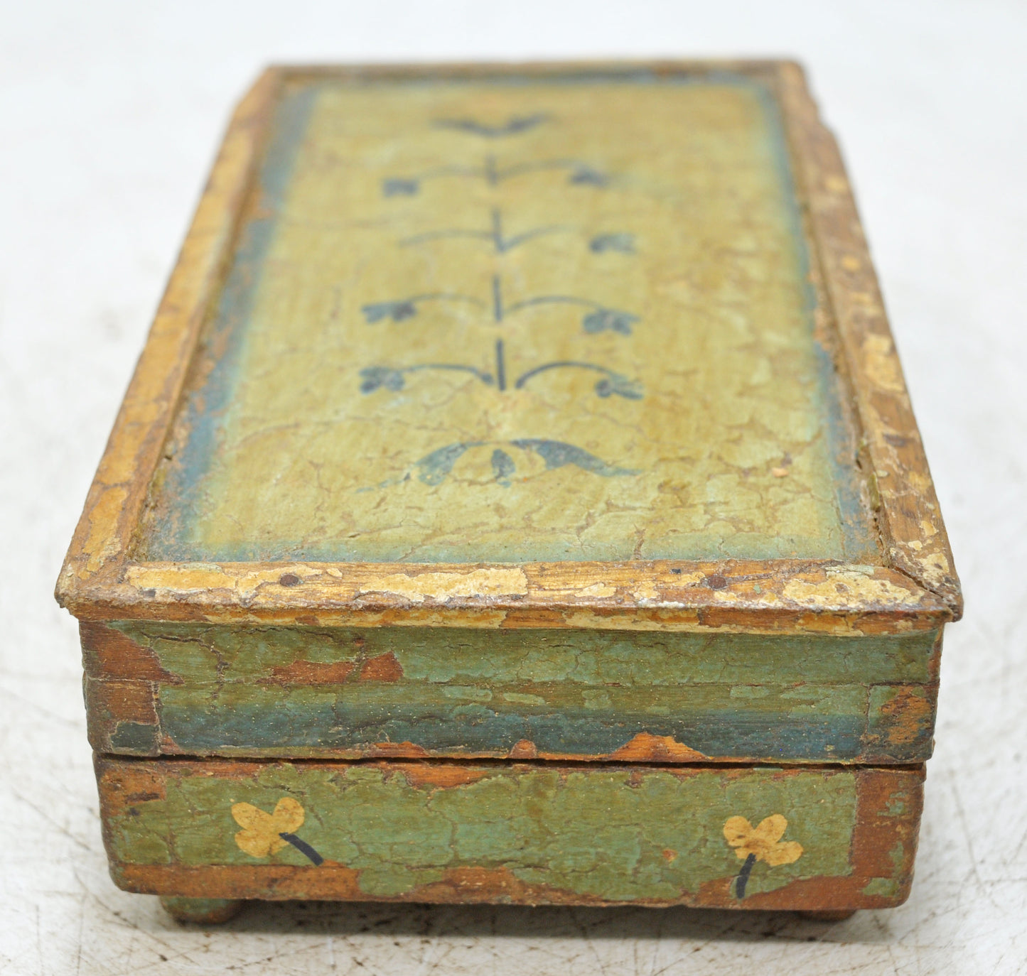 Vintage Wooden Storage Box Original Old Hand Crafted Painted