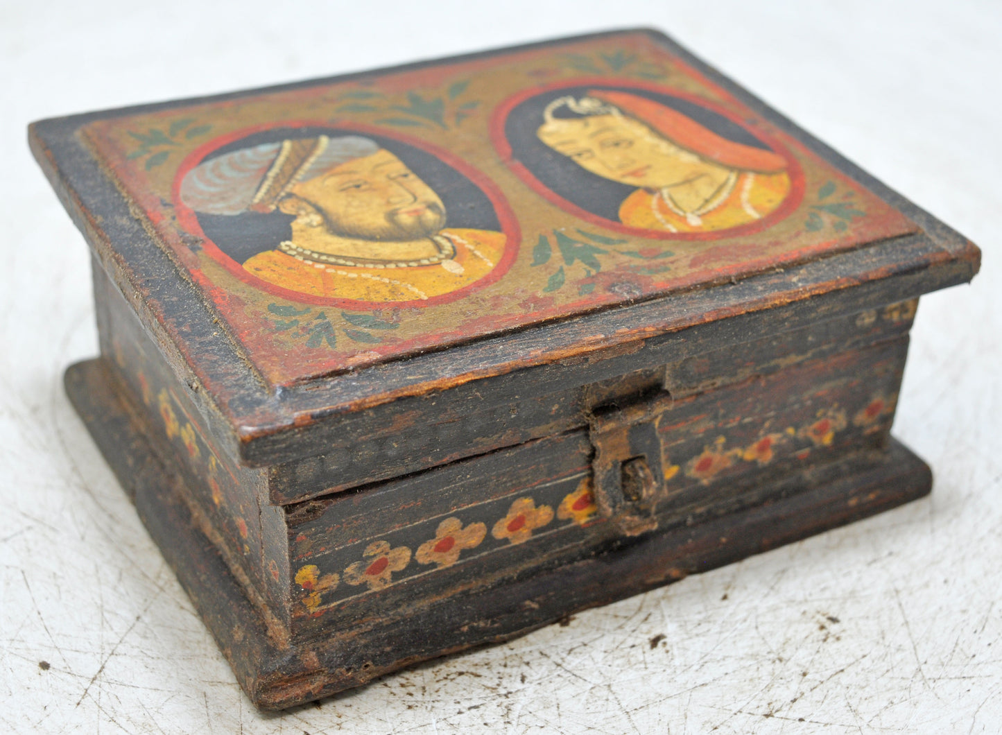 Vintage Wooden Storage Box Original Old Hand Crafted Painted
