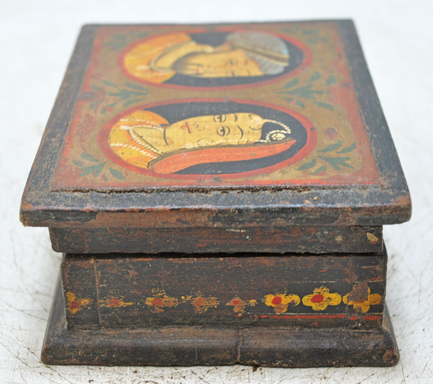 Vintage Wooden Storage Box Original Old Hand Crafted Painted