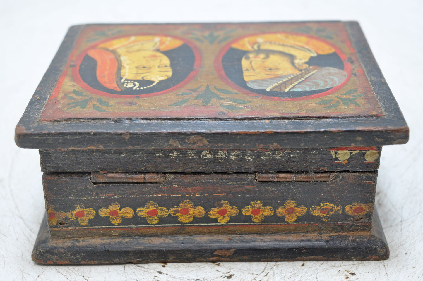 Vintage Wooden Storage Box Original Old Hand Crafted Painted