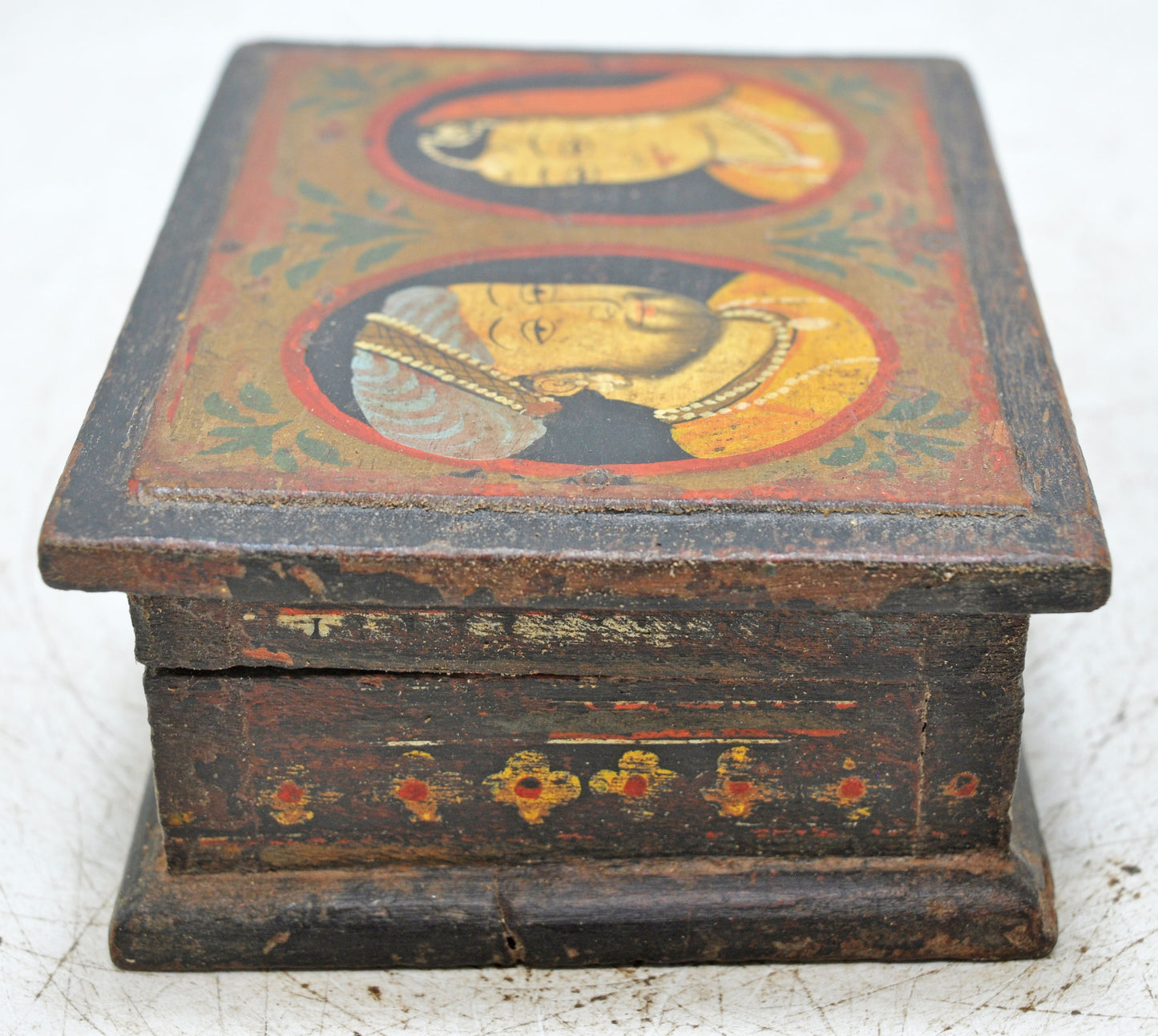 Vintage Wooden Storage Box Original Old Hand Crafted Painted