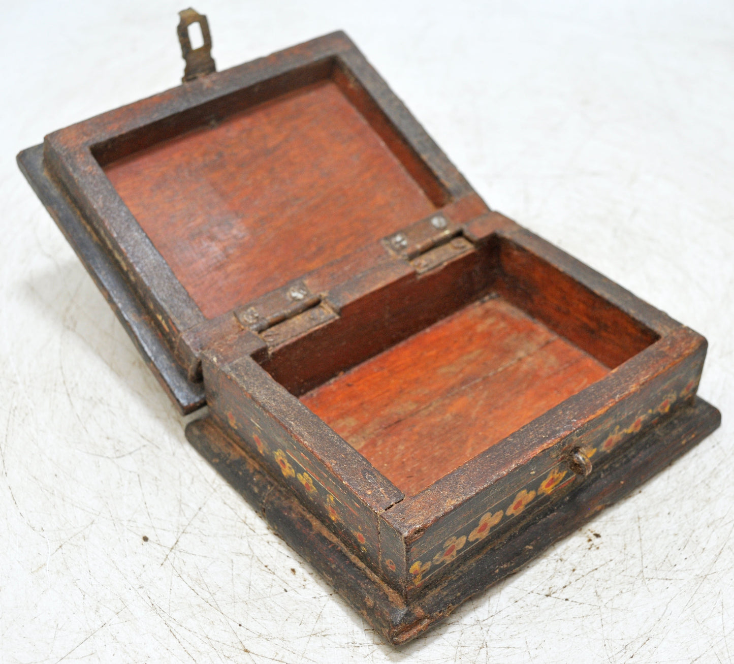 Vintage Wooden Storage Box Original Old Hand Crafted Painted