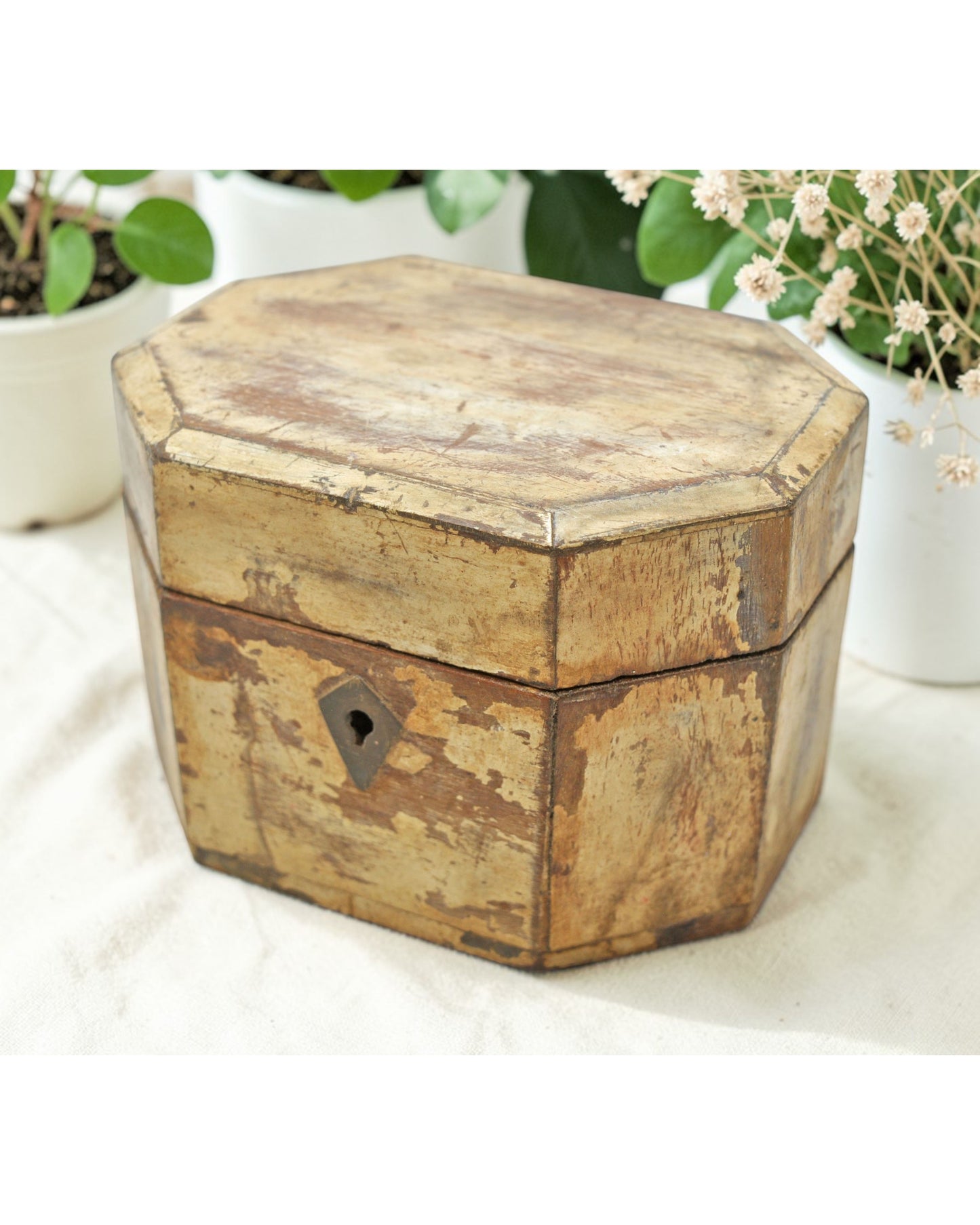 Vintage Wooden Storage Box Original Old Hand Crafted Painted