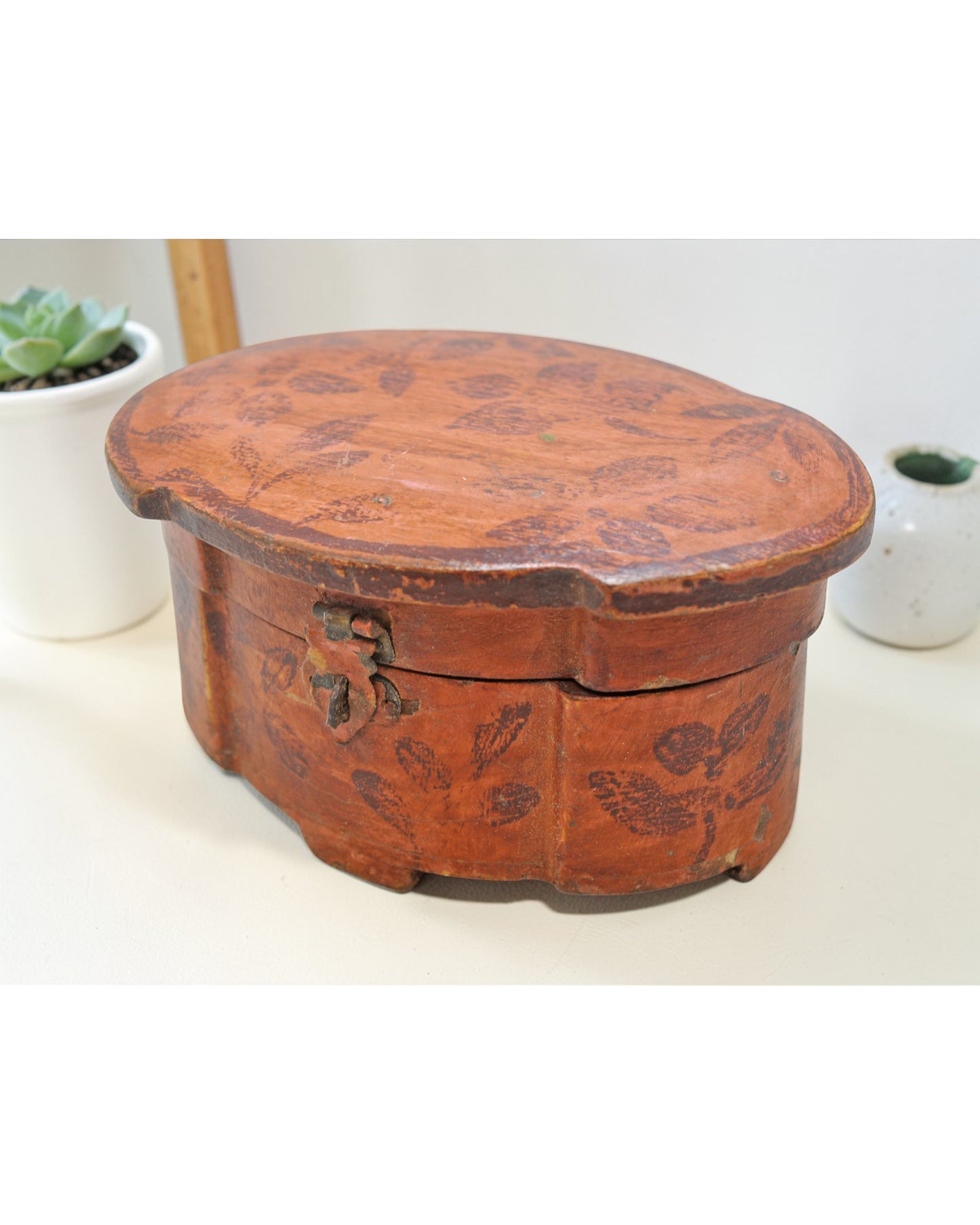 Vintage Wooden Storage Box Original Old Hand Crafted Painted