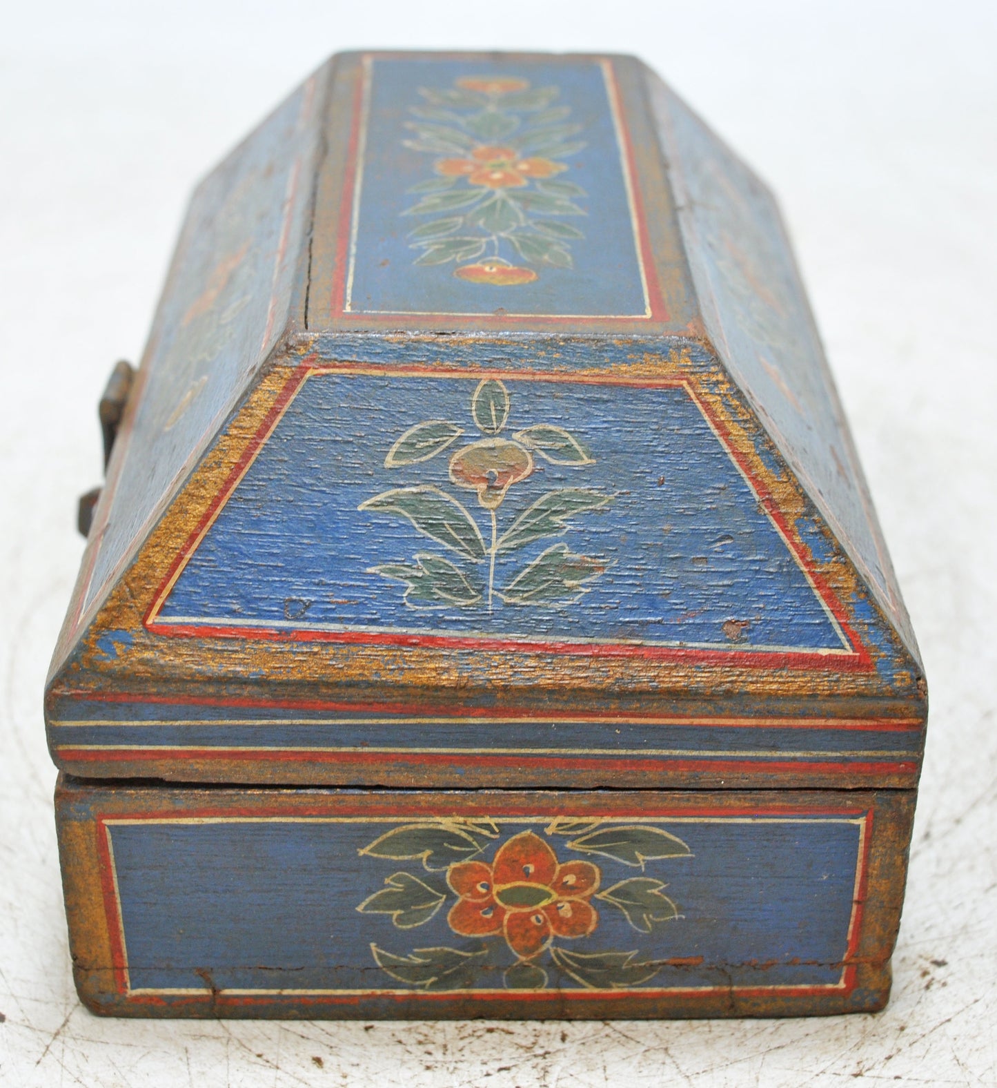 Vintage Wooden Dome Shaped Storage Box Original Old Hand Crafted Painted