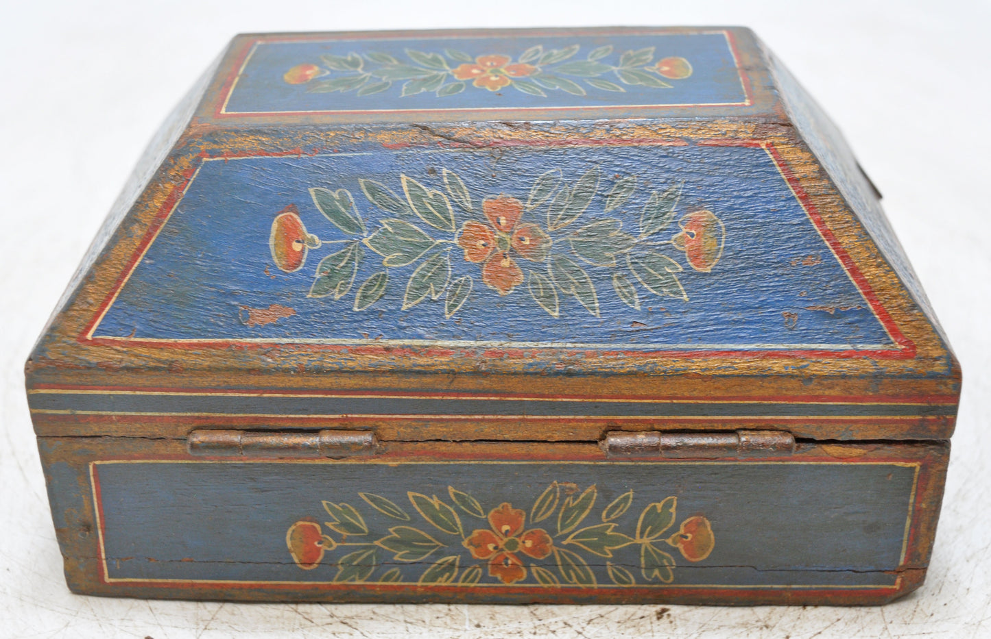 Vintage Wooden Dome Shaped Storage Box Original Old Hand Crafted Painted