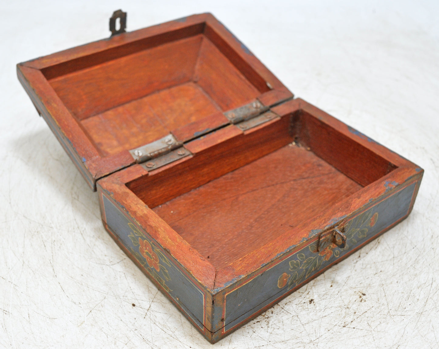 Vintage Wooden Dome Shaped Storage Box Original Old Hand Crafted Painted