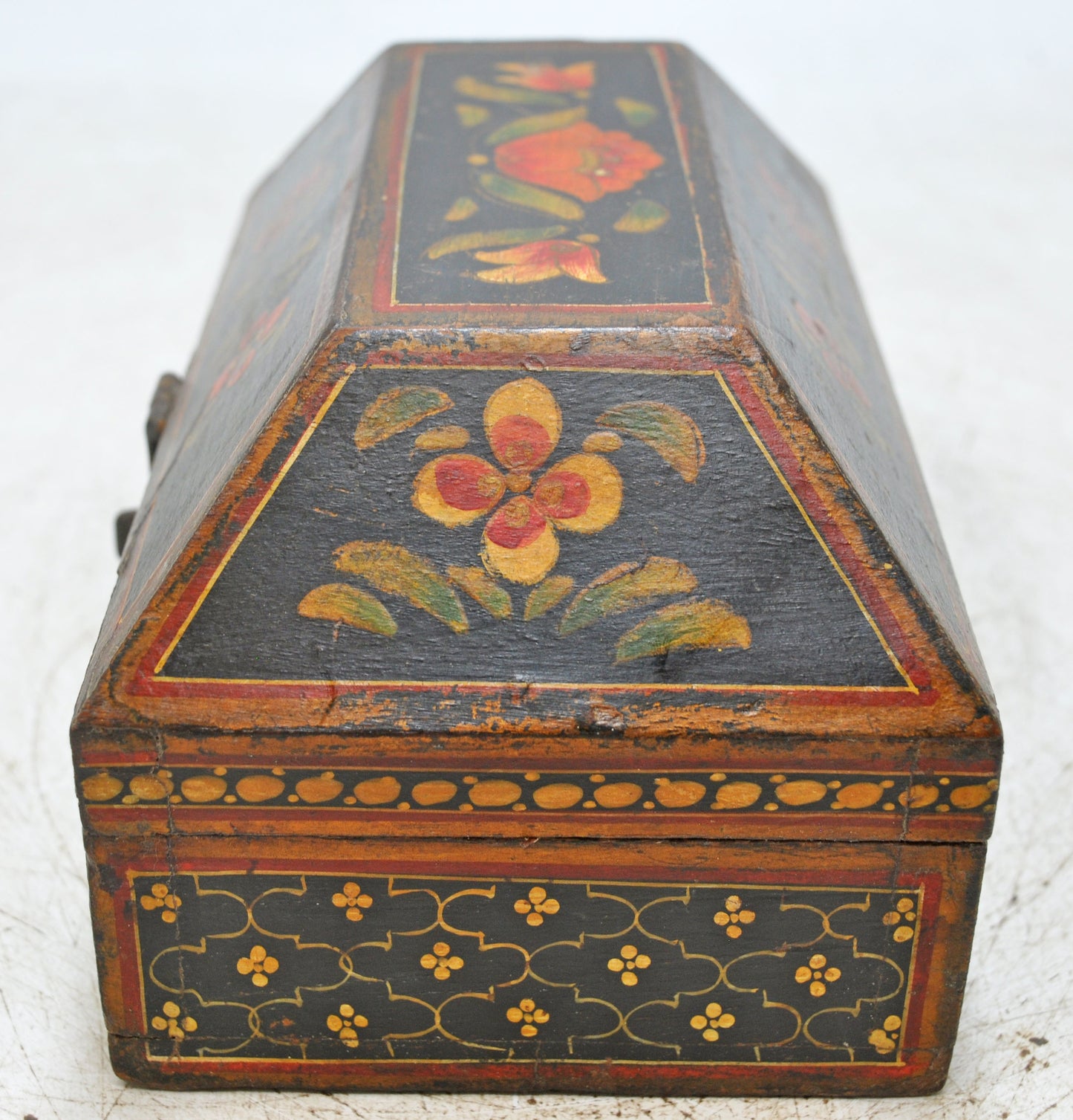 Vintage Wooden Dome Shaped Storage Box Original Old Hand Crafted Painted