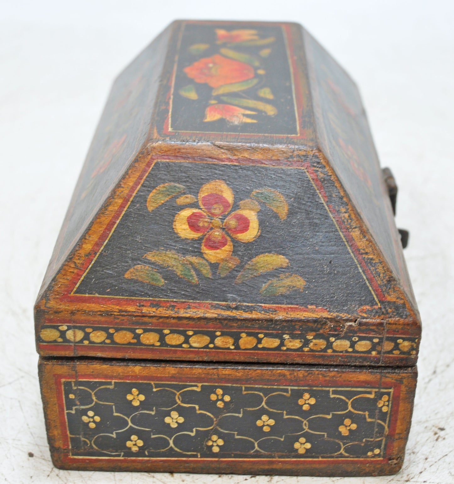 Vintage Wooden Dome Shaped Storage Box Original Old Hand Crafted Painted