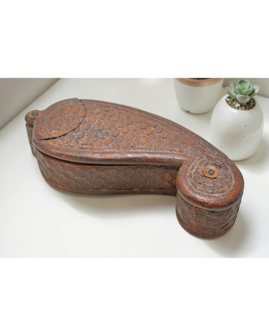 Vintage Wooden Kum Kum Powder Tika Box Original Old Hand Carved