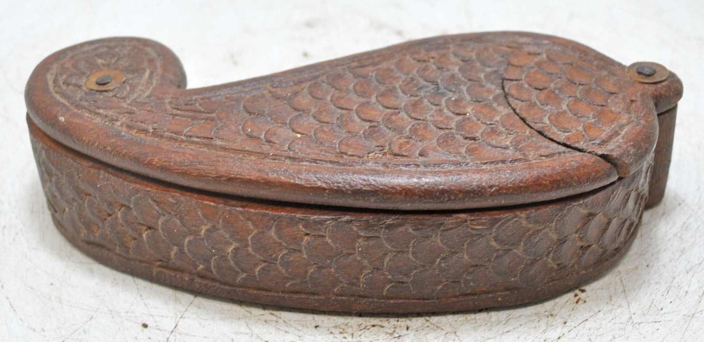 Vintage Wooden Kum Kum Powder Tika Box Original Old Hand Carved