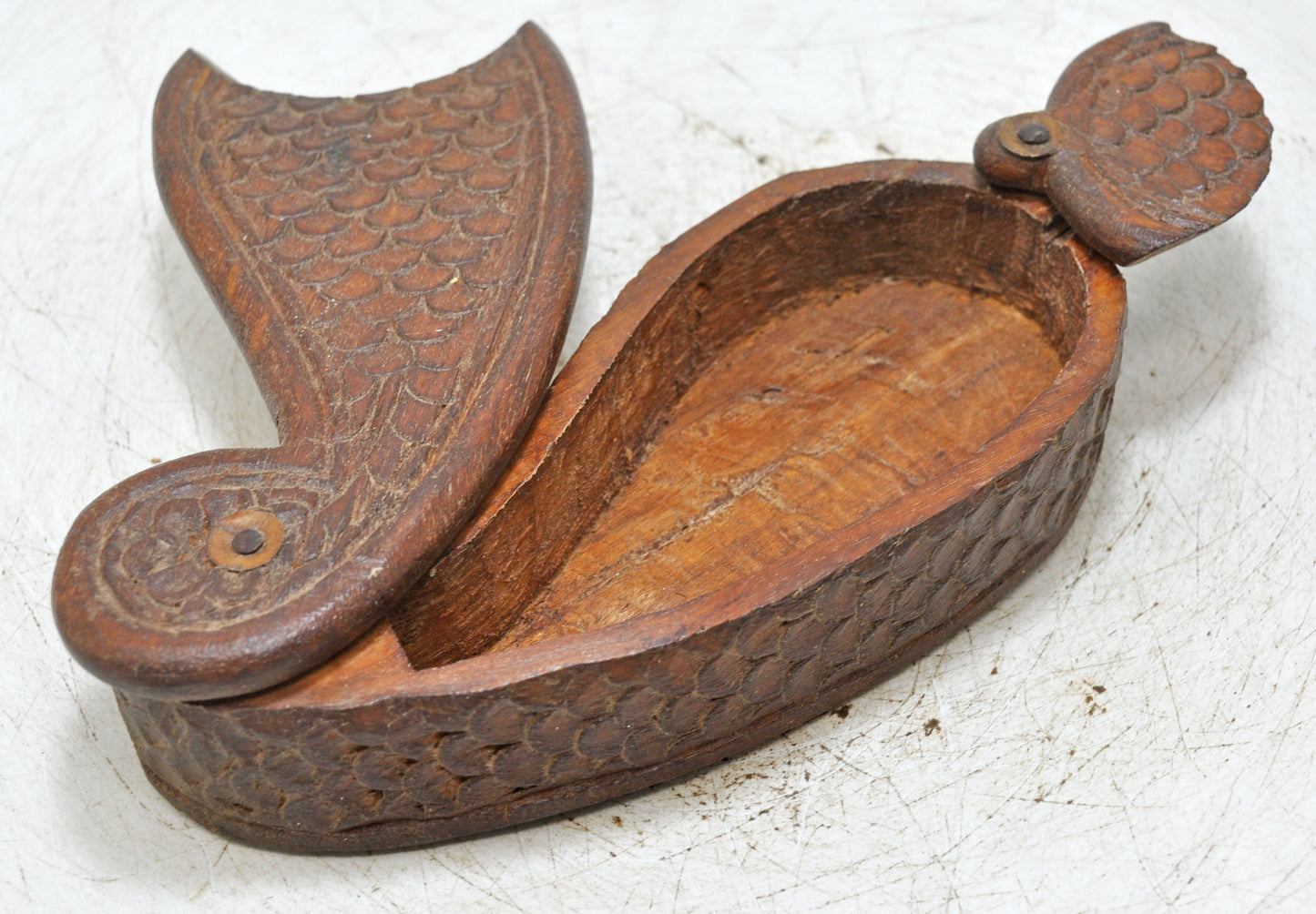 Vintage Wooden Kum Kum Powder Tika Box Original Old Hand Carved