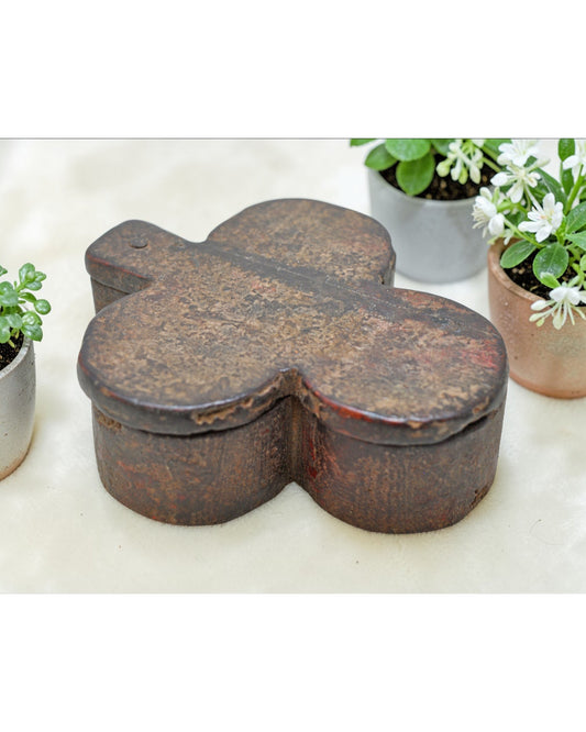 Vintage Wooden Kum Kum Powder Tika Box Original Old Hand Carved
