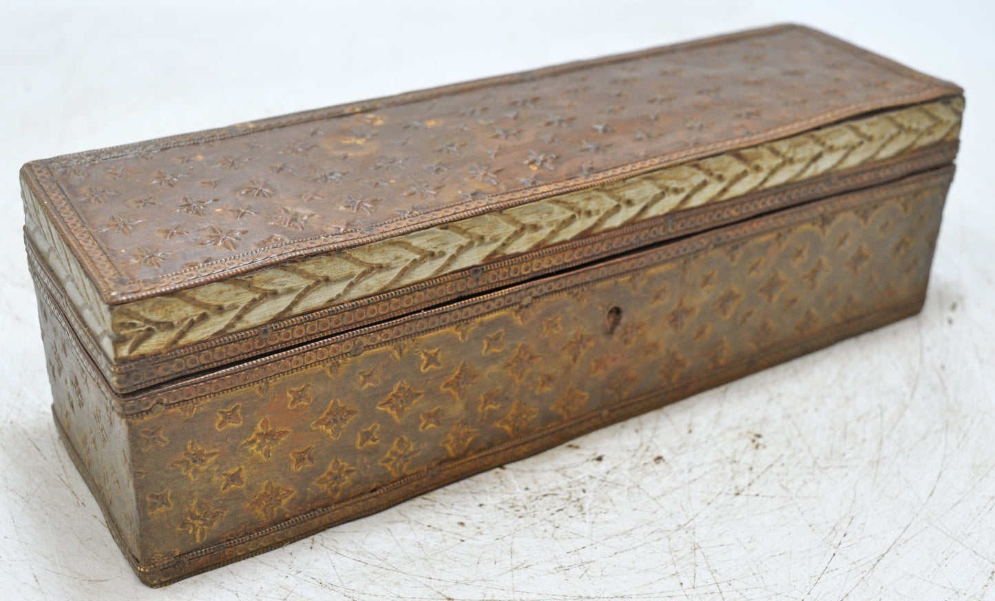 Vintage Wooden Pencil Stationary Box Original Old Hand Crafted Brass Fitted