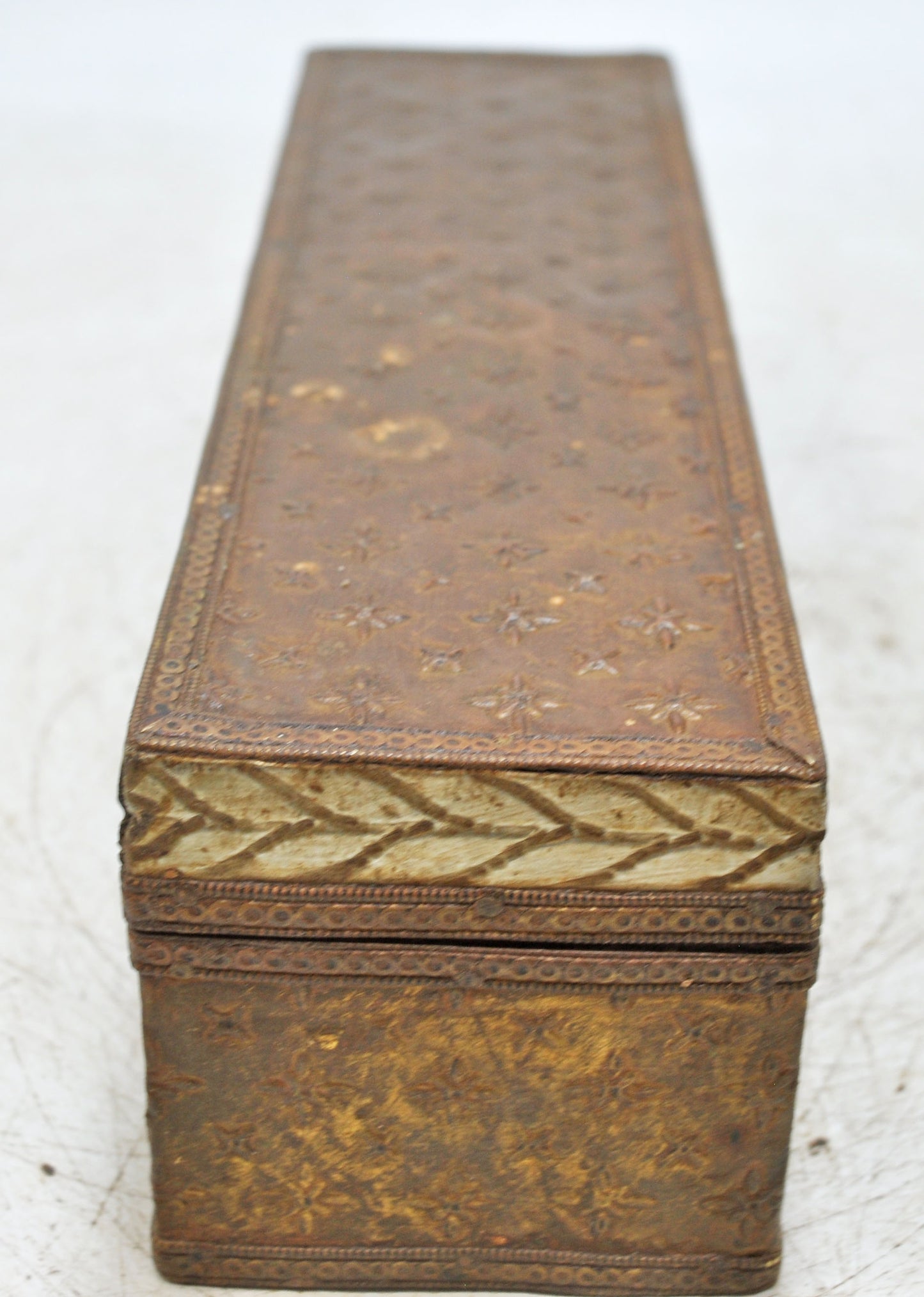 Vintage Wooden Pencil Stationary Box Original Old Hand Crafted Brass Fitted