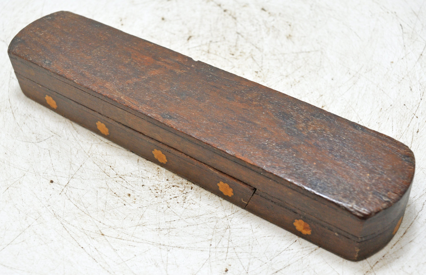 Vintage Wooden Pencil Stationary Box Original Old Hand Crafted Carved