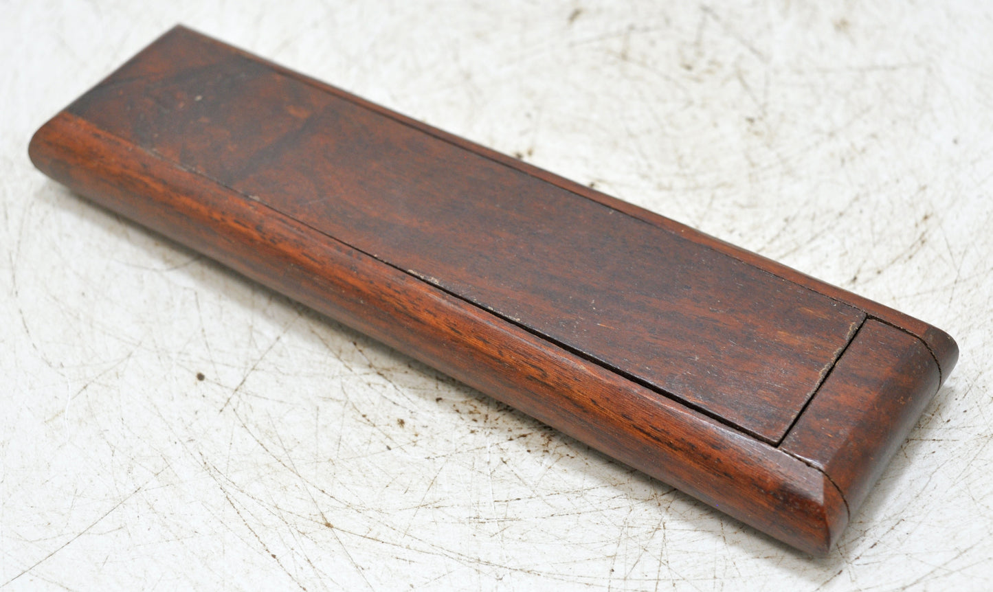 Vintage Wooden Small Pencil Box Original Old Hand Crafted Brass Fitted