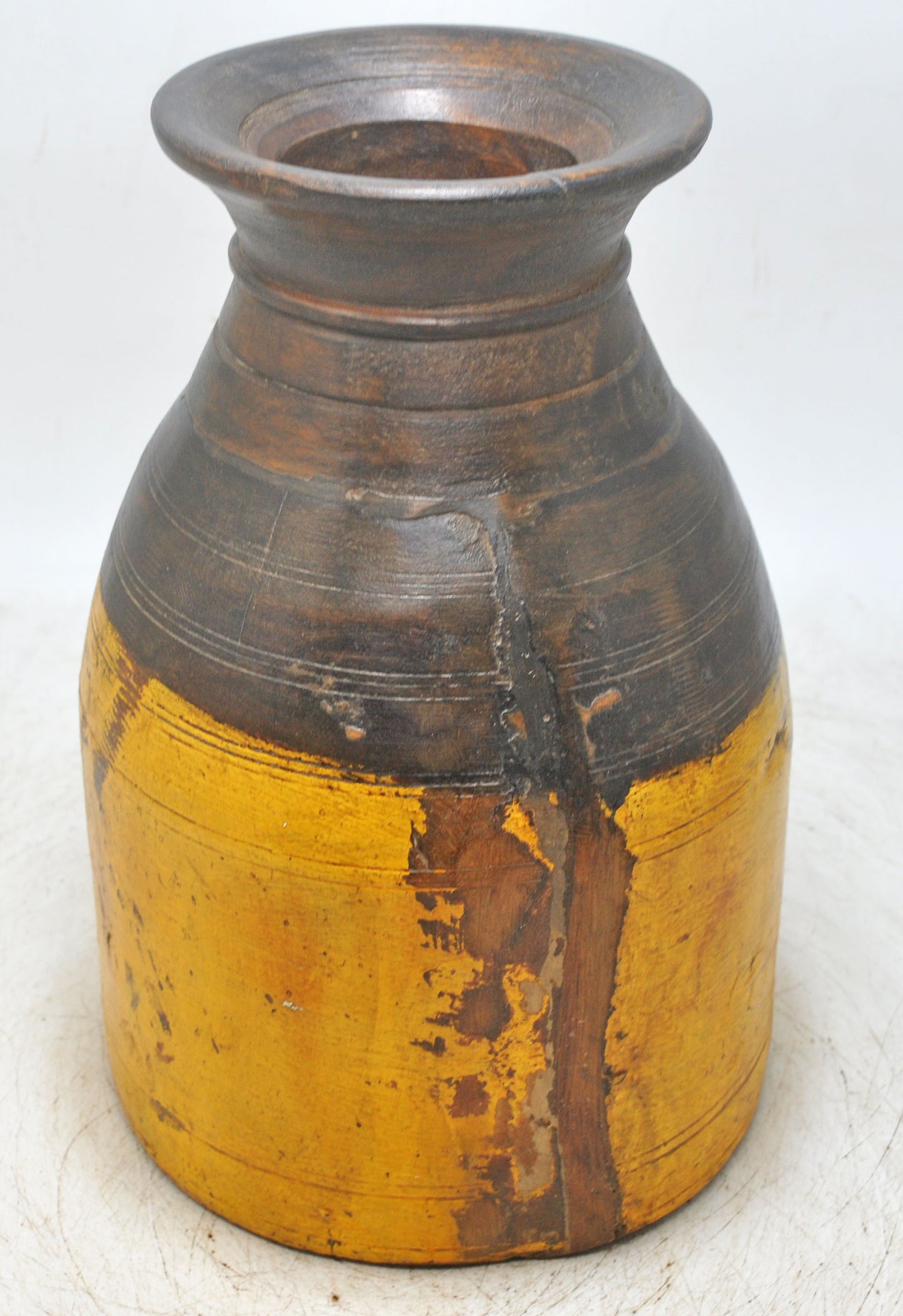 Antique Wooden Himalayan Water Matka Pot Original Old Hand Carved