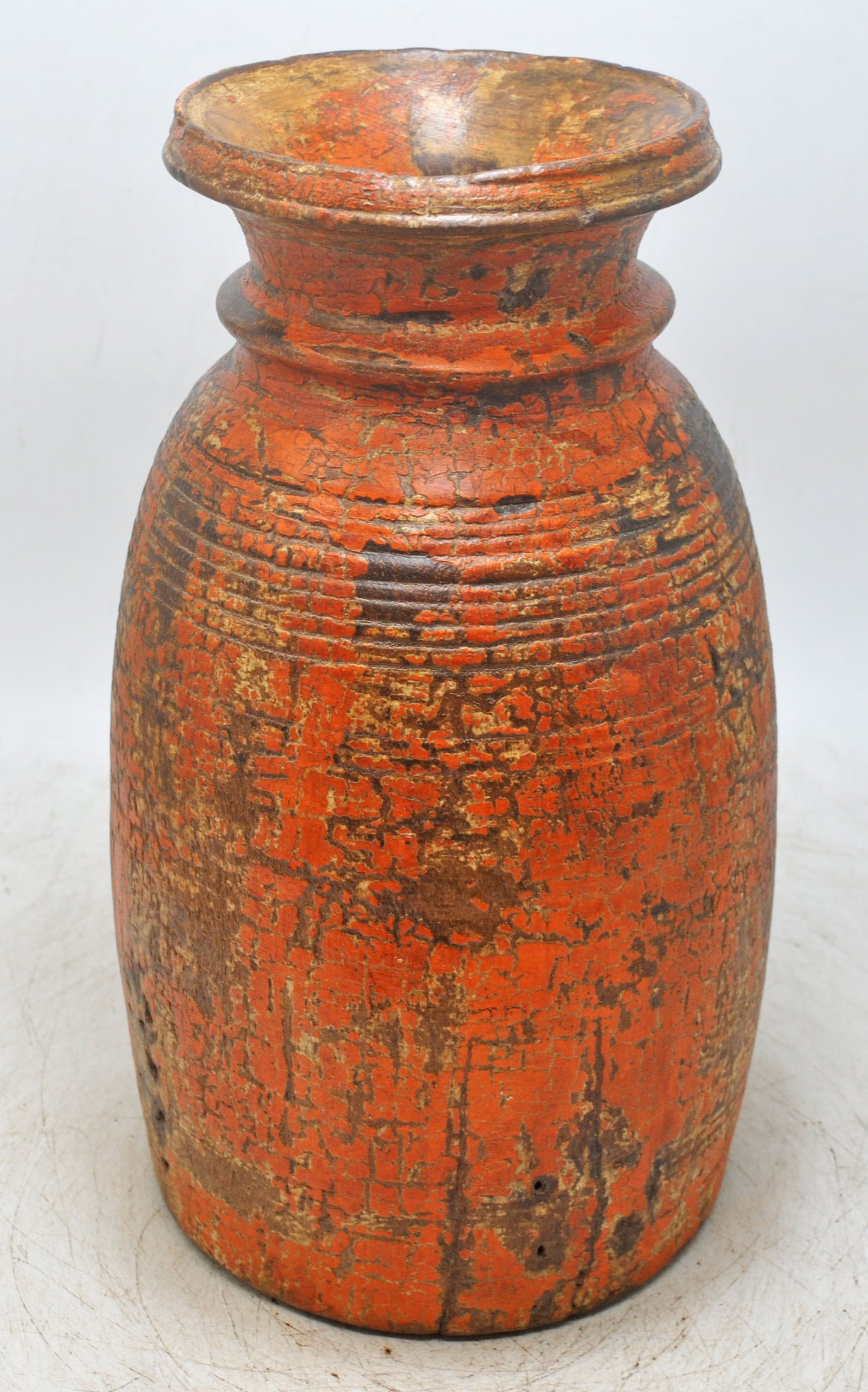 Antique Wooden Himalayan Water Matka Pot Original Old Hand Carved