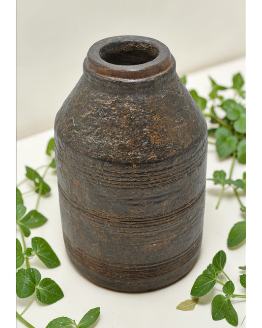 Antique Wooden Himalayan Water Matka Pot Original Old Hand Carved