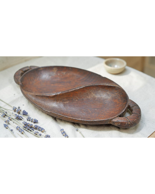 Vintage Wooden Small Tray Original Old Hand Carved