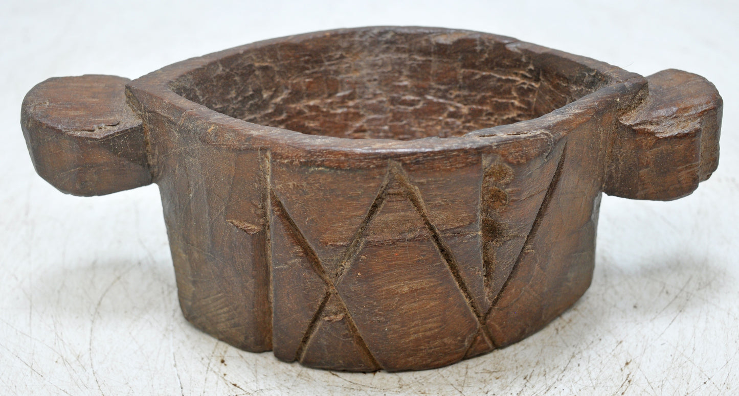 Antique Wooden Opium Water Kharal Bowl Original Old Hand Carved