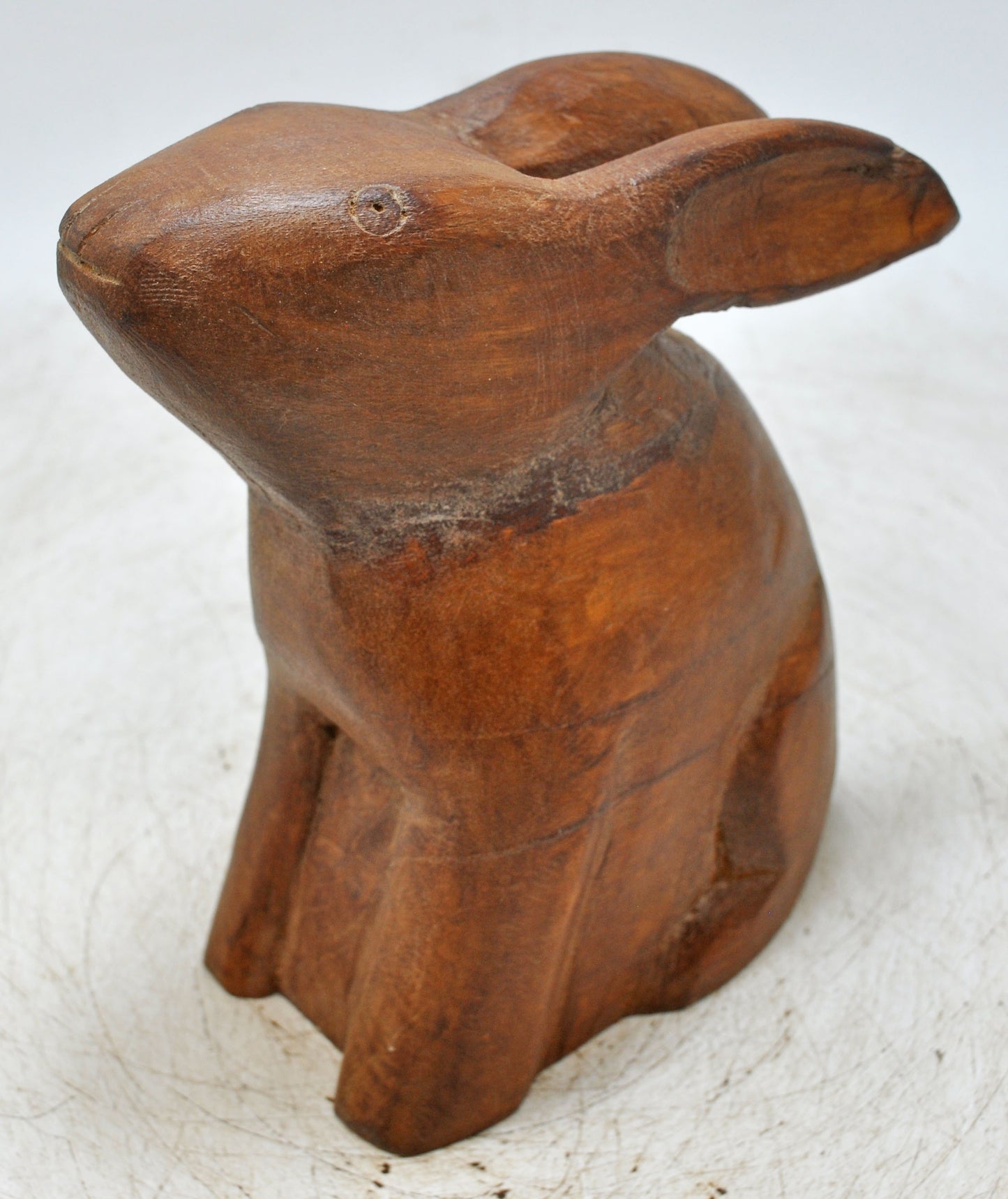 Vintage Wooden Rabbit Figurine Original Old Hand Carved
