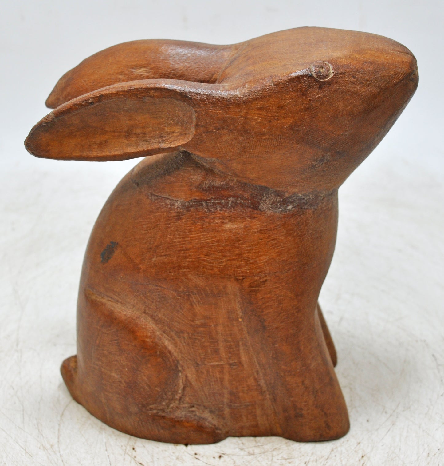 Vintage Wooden Rabbit Figurine Original Old Hand Carved