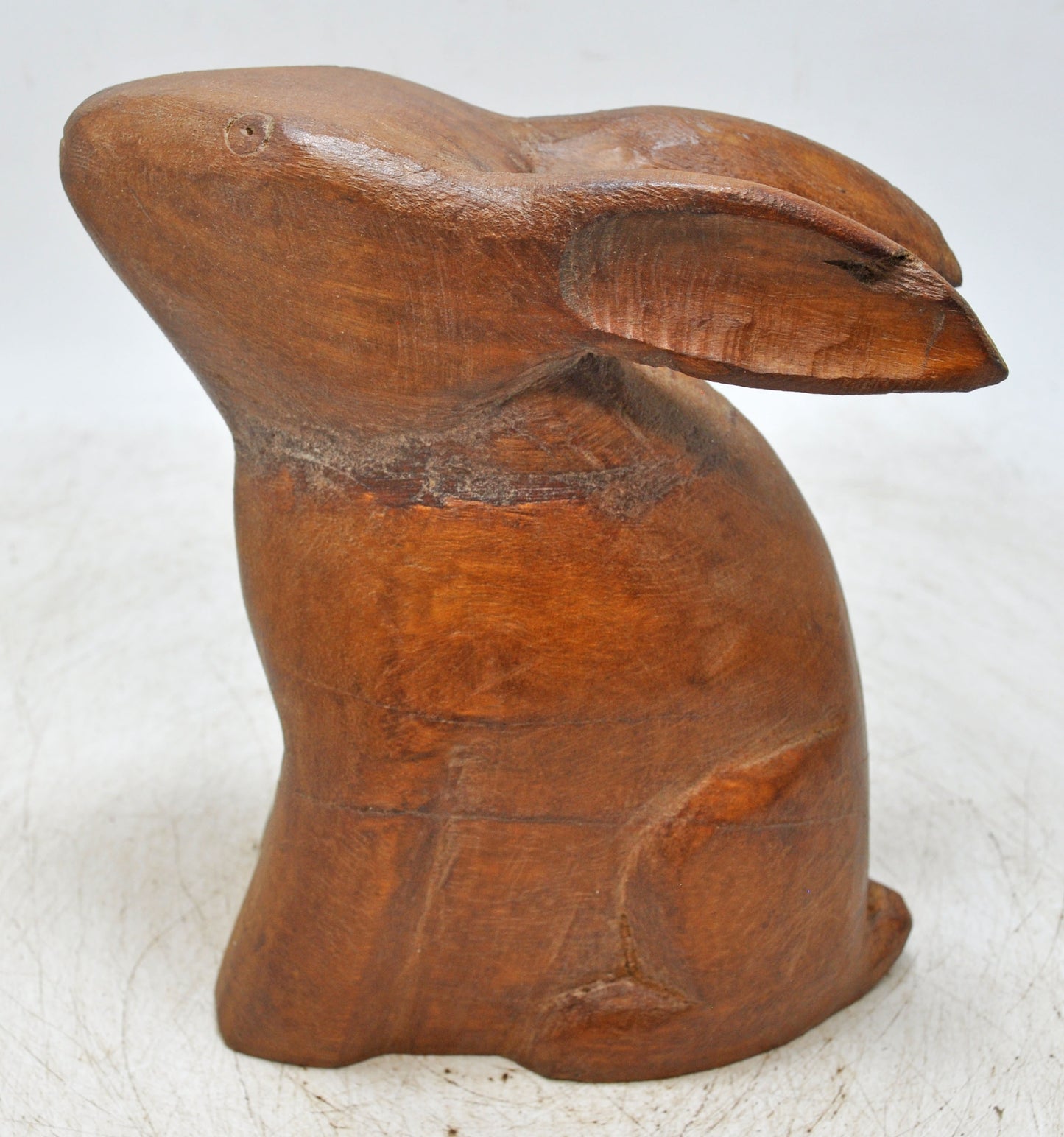 Vintage Wooden Rabbit Figurine Original Old Hand Carved
