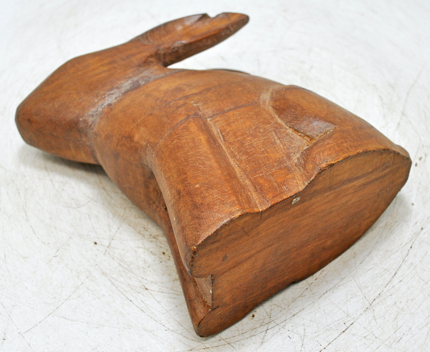 Vintage Wooden Rabbit Figurine Original Old Hand Carved