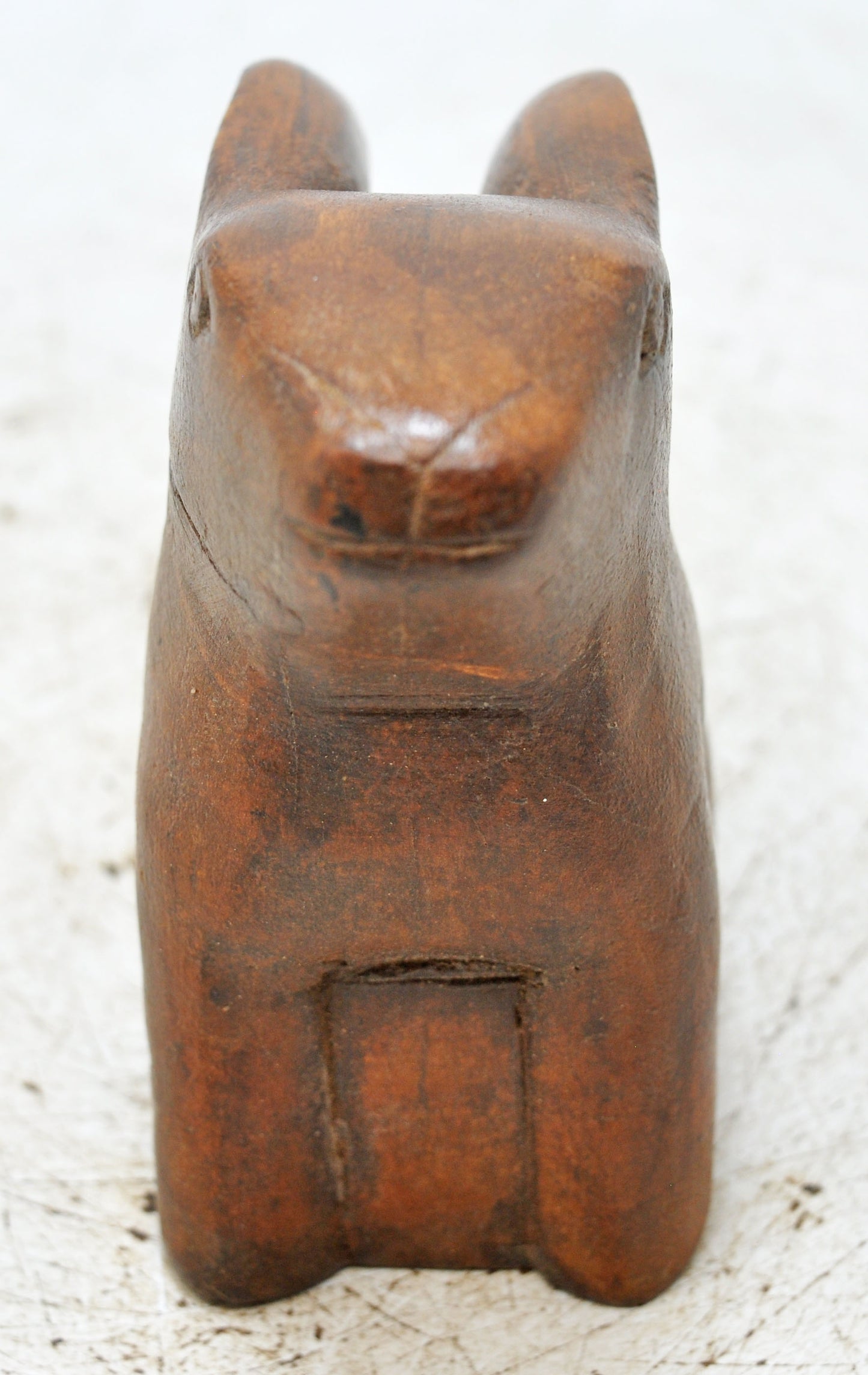 Vintage Wooden Rabbit Figurine Original Old Hand Carved