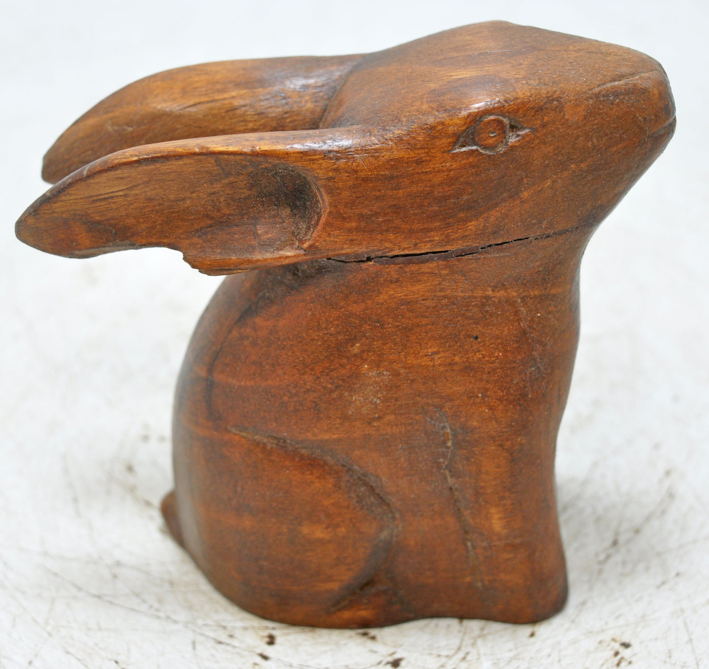 Vintage Wooden Rabbit Figurine Original Old Hand Carved