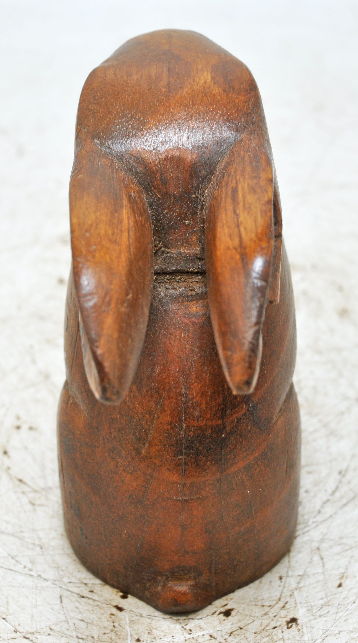 Vintage Wooden Rabbit Figurine Original Old Hand Carved