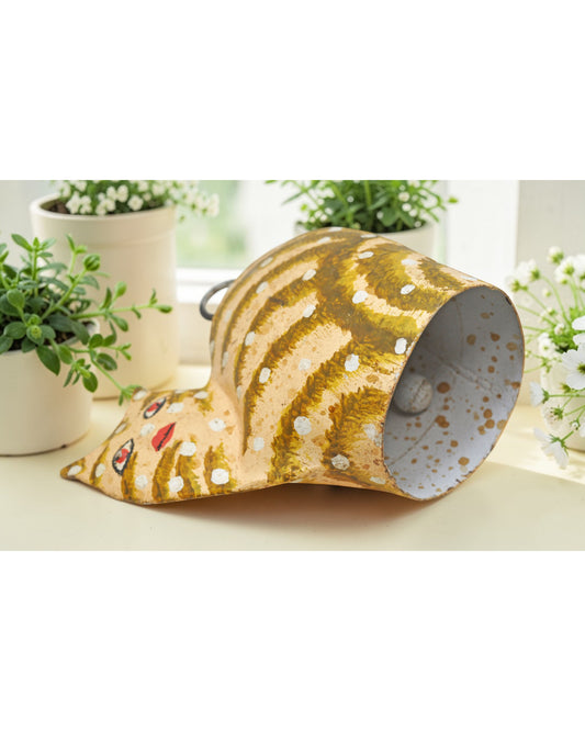 Vintage Iron Cat Shaped Small Bell Original Old Hand Crafted Painted