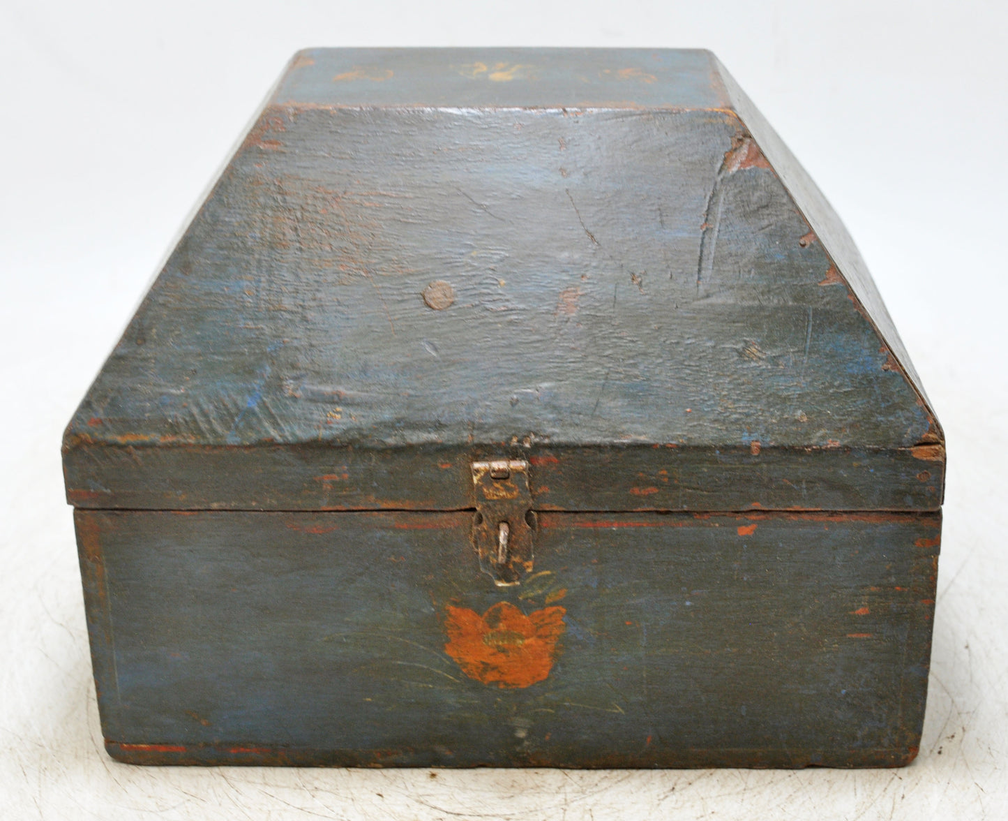 Vintage Wooden Dome Shaped Storage Box Original Old Hand Crafted Painted