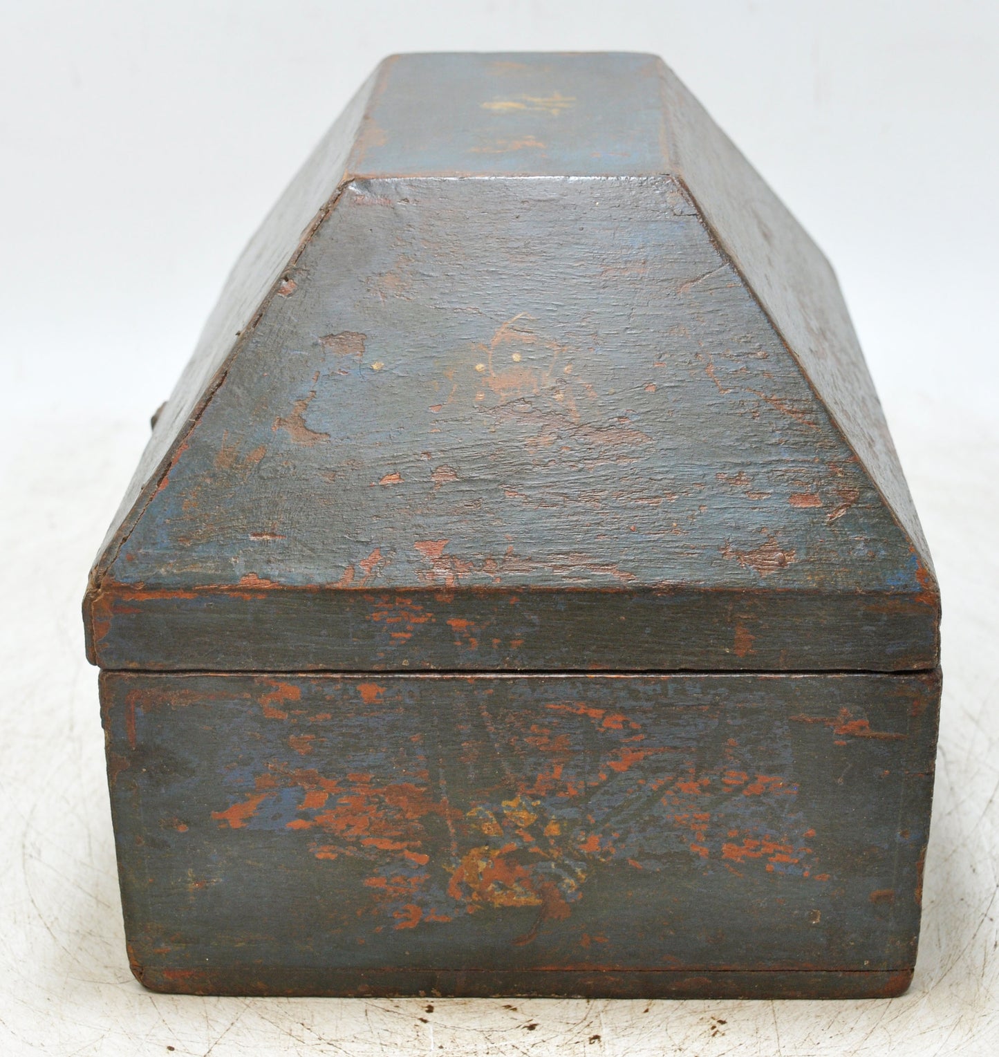 Vintage Wooden Dome Shaped Storage Box Original Old Hand Crafted Painted
