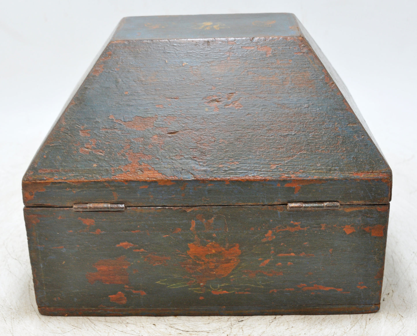 Vintage Wooden Dome Shaped Storage Box Original Old Hand Crafted Painted