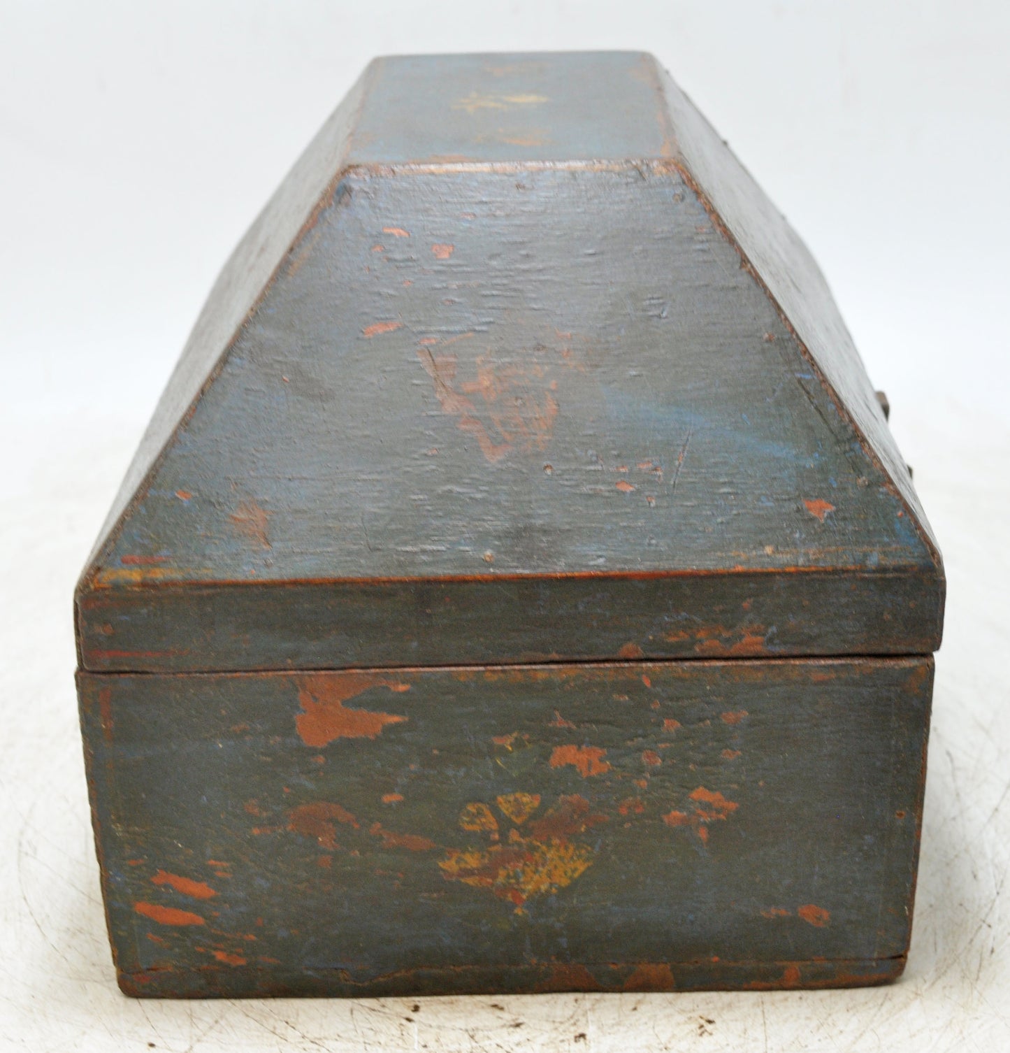 Vintage Wooden Dome Shaped Storage Box Original Old Hand Crafted Painted