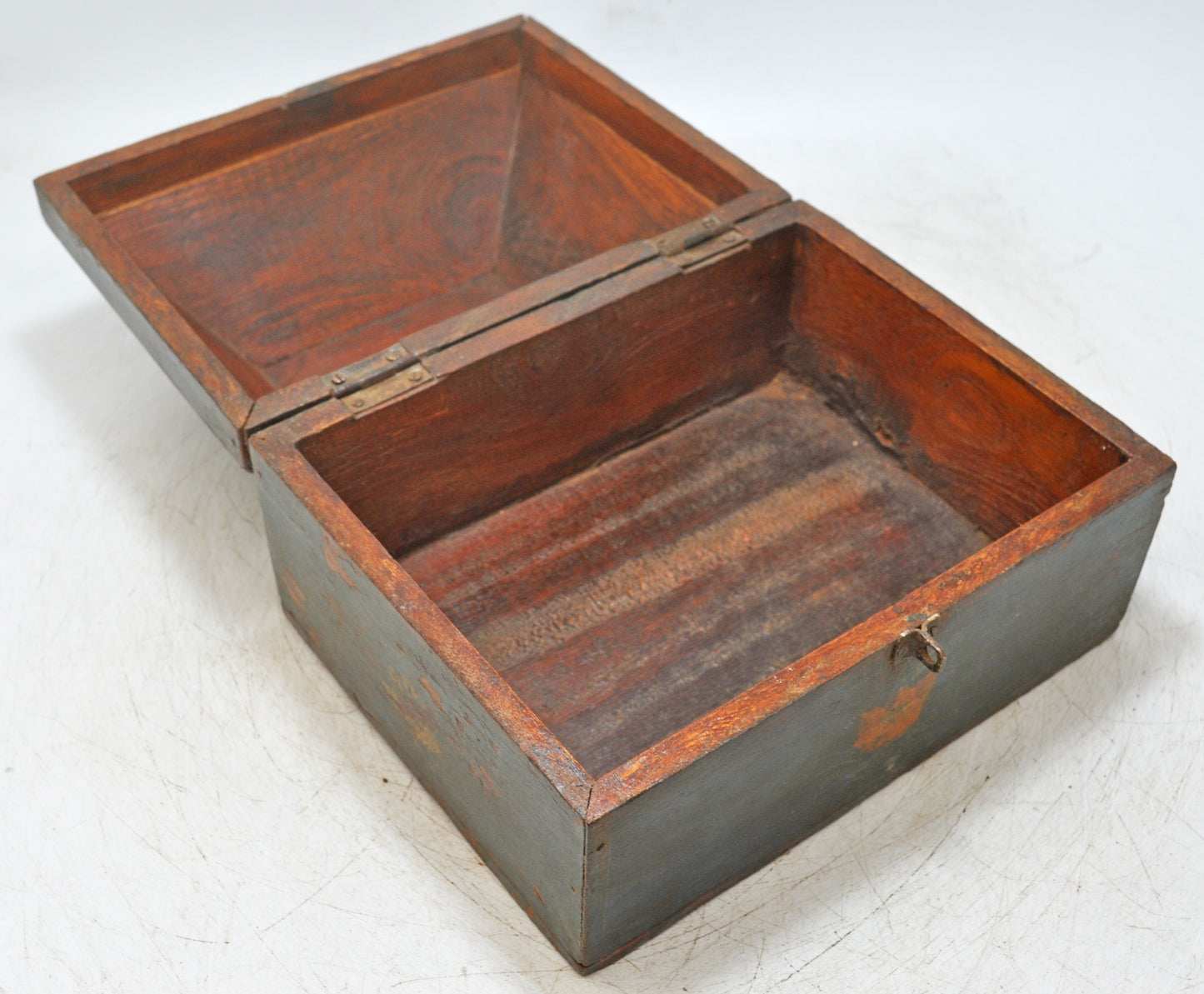 Vintage Wooden Dome Shaped Storage Box Original Old Hand Crafted Painted