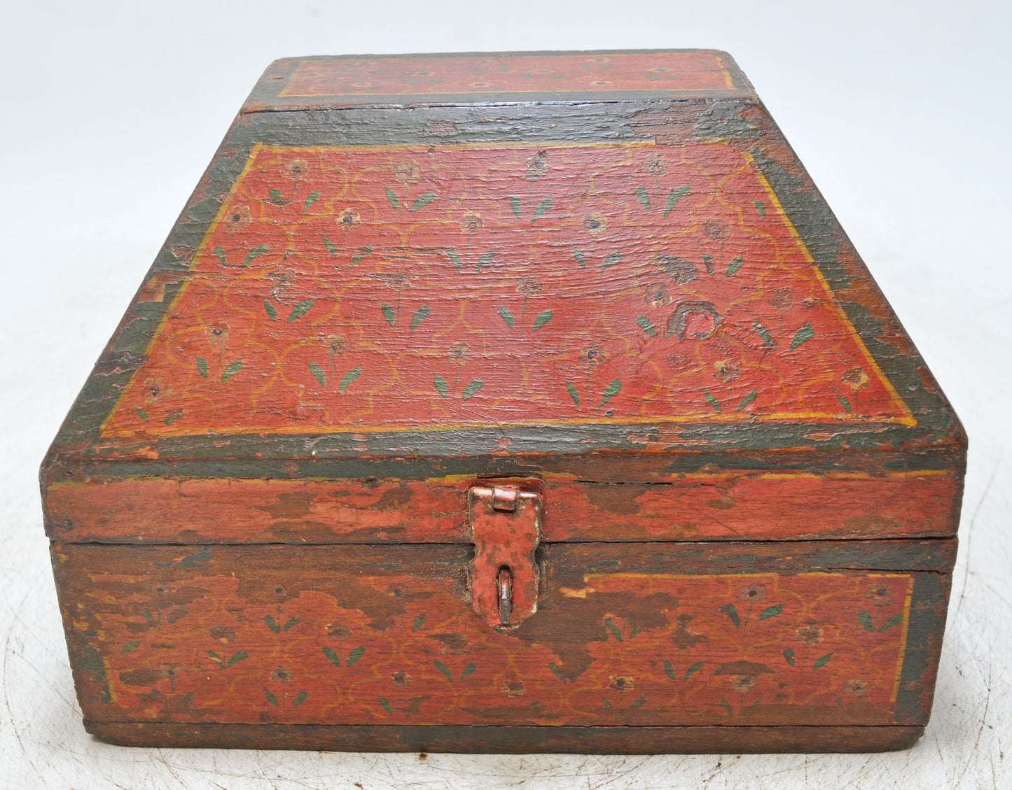 Vintage Wooden Dome Shaped Storage Box Original Old Hand Crafted Painted