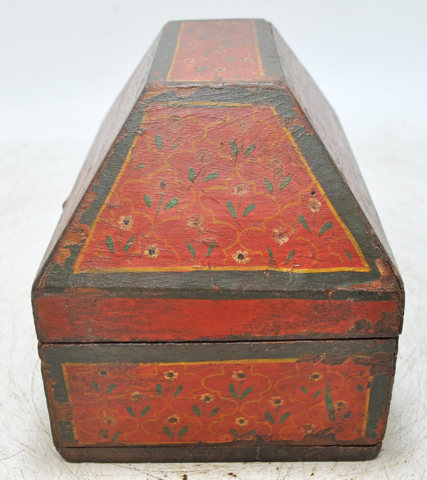 Vintage Wooden Dome Shaped Storage Box Original Old Hand Crafted Painted