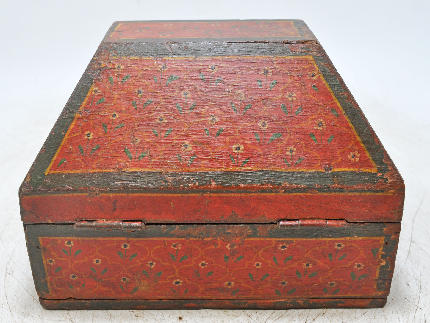 Vintage Wooden Dome Shaped Storage Box Original Old Hand Crafted Painted