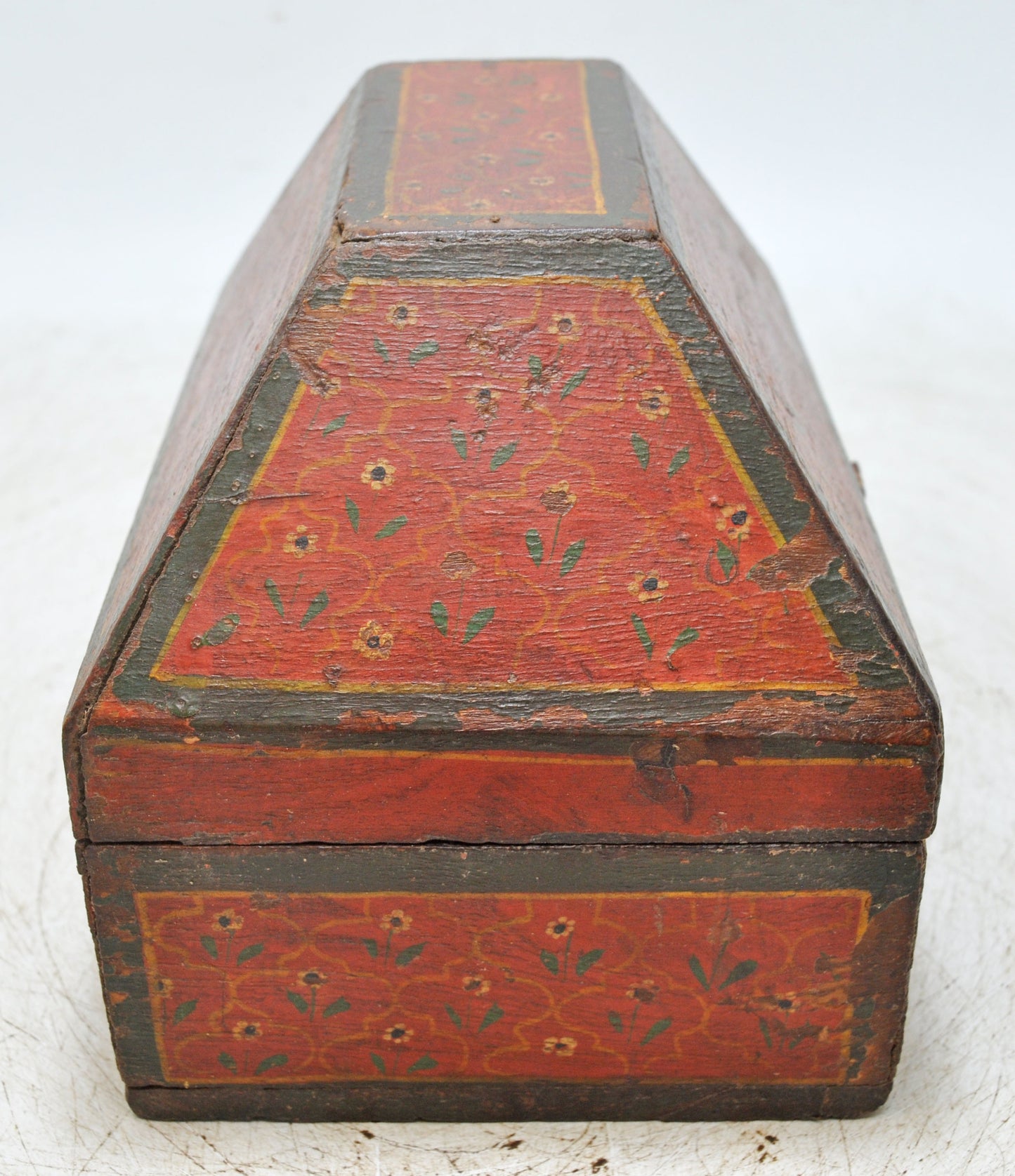 Vintage Wooden Dome Shaped Storage Box Original Old Hand Crafted Painted