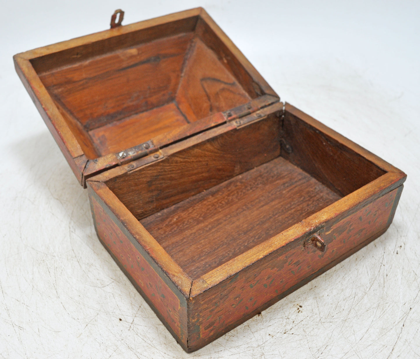 Vintage Wooden Dome Shaped Storage Box Original Old Hand Crafted Painted