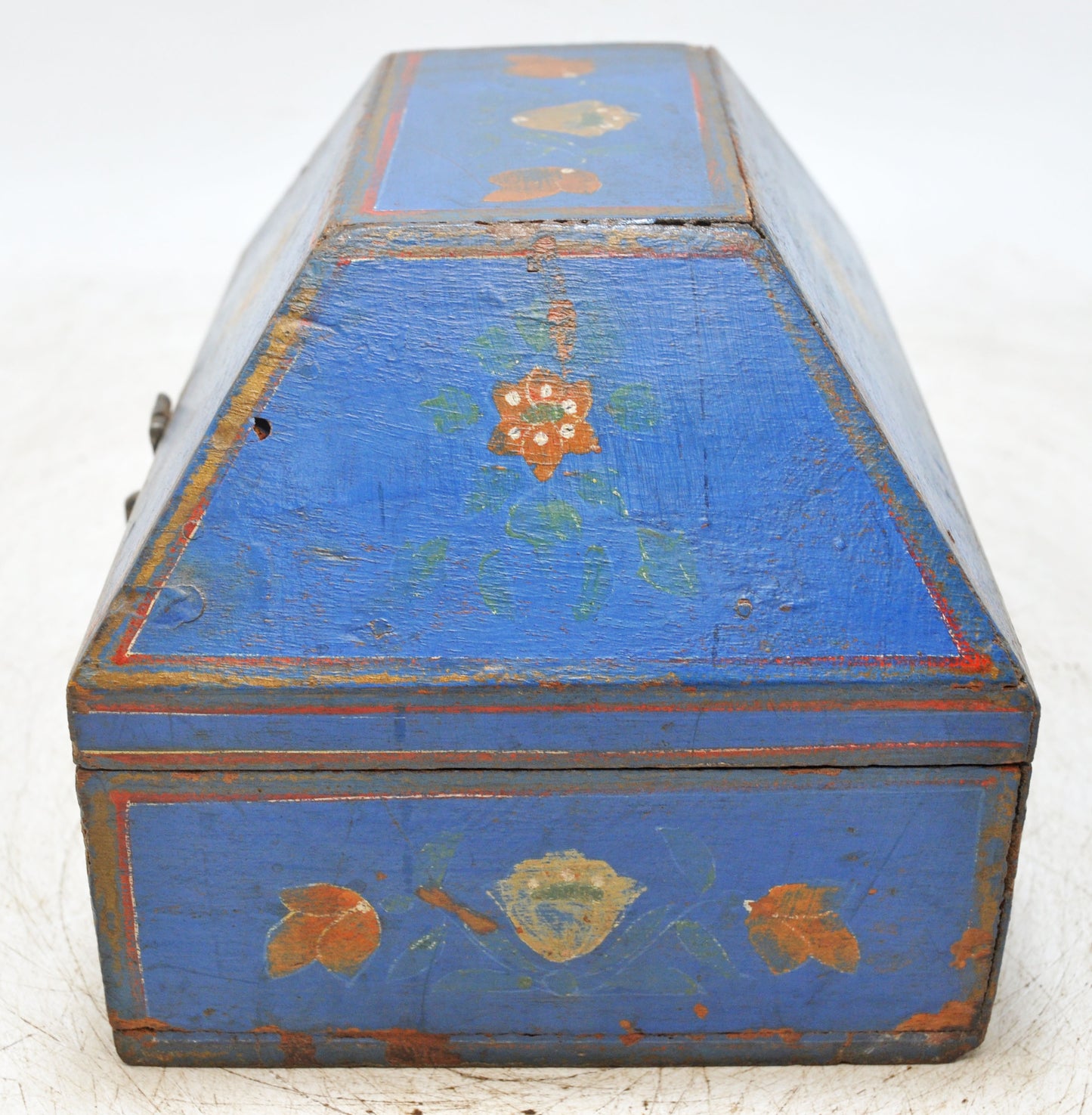 Vintage Wooden Dome Shaped Storage Box Original Old Hand Crafted Painted