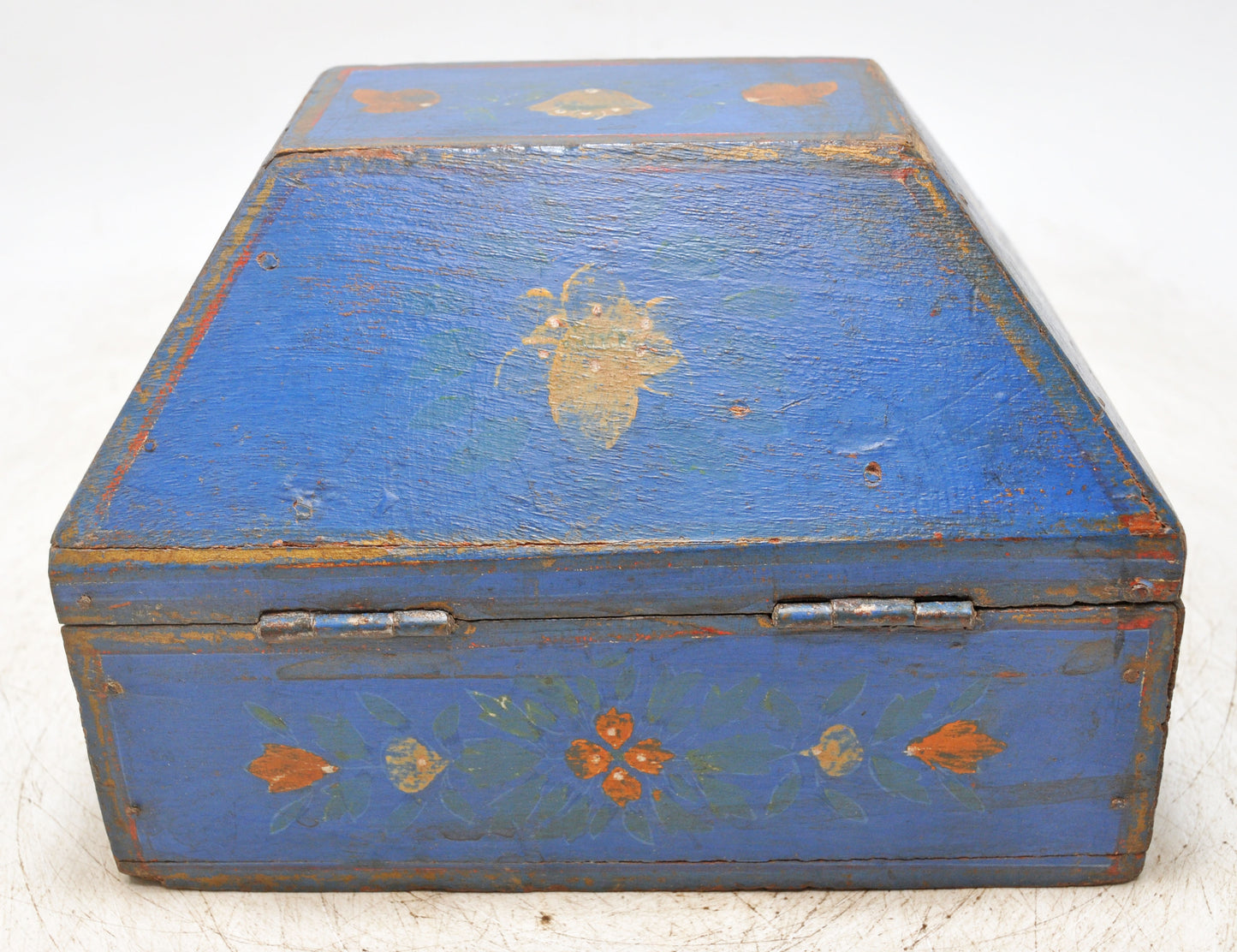 Vintage Wooden Dome Shaped Storage Box Original Old Hand Crafted Painted