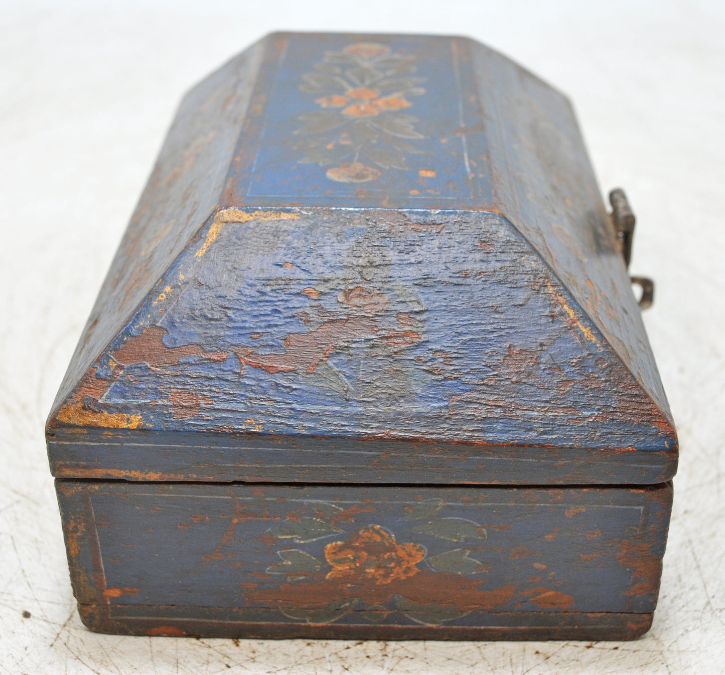 Vintage Wooden Dome Shaped Storage Box Original Old Hand Crafted Painted